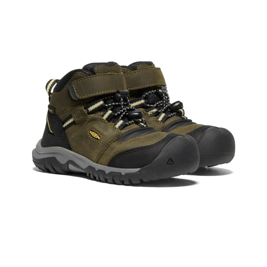 Keen Little Kids' Ridge Flex Waterproof Boot | Dark Olive/Dusky Citron 2 Keen Little Kids' Ridge Flex Waterproof Boot | Dark Olive/Dusky Citron - Image 2